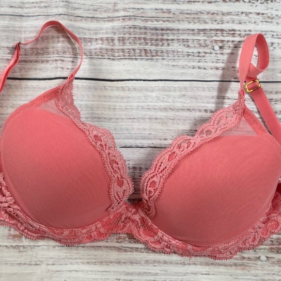 Natori Feathers Underwire Contour Plunge Bra Eletric Pink / hot pink 32D - Picture 6 of 6